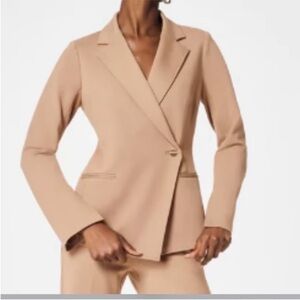 SPANX Small Blazer Ponte Perfect Asymmetric Tailored Blazer in Toffee NWT